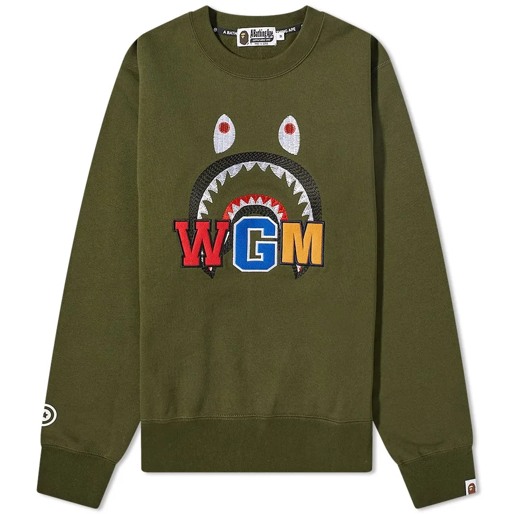 A Bathing Ape Shark Embroidery Crew Sweat