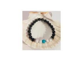 Agate noire, howlite, turquoise