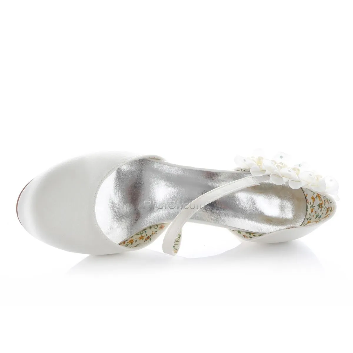 Aiguilles Talons Sandales Mariée Demoiselle D'honneur Blanche Satin Chaussure Femme Volantée Perle Mary Jane 8 cm / 3 inch 