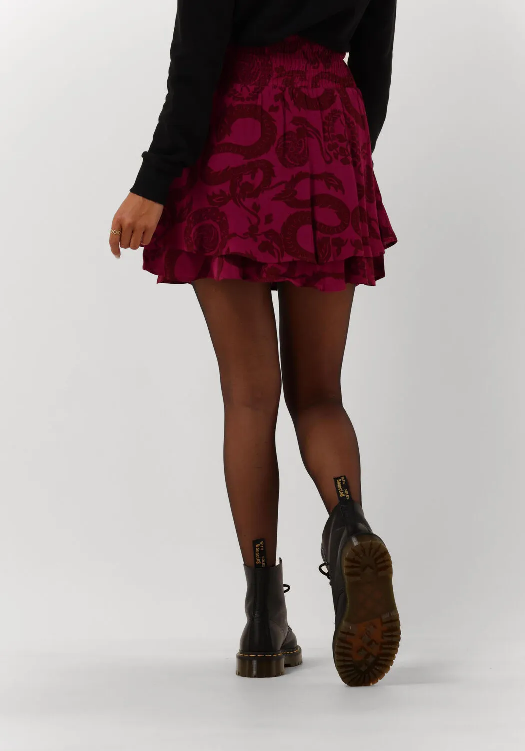 alix the label mini-jupe ladies woven dragon mini skirt bordeaux