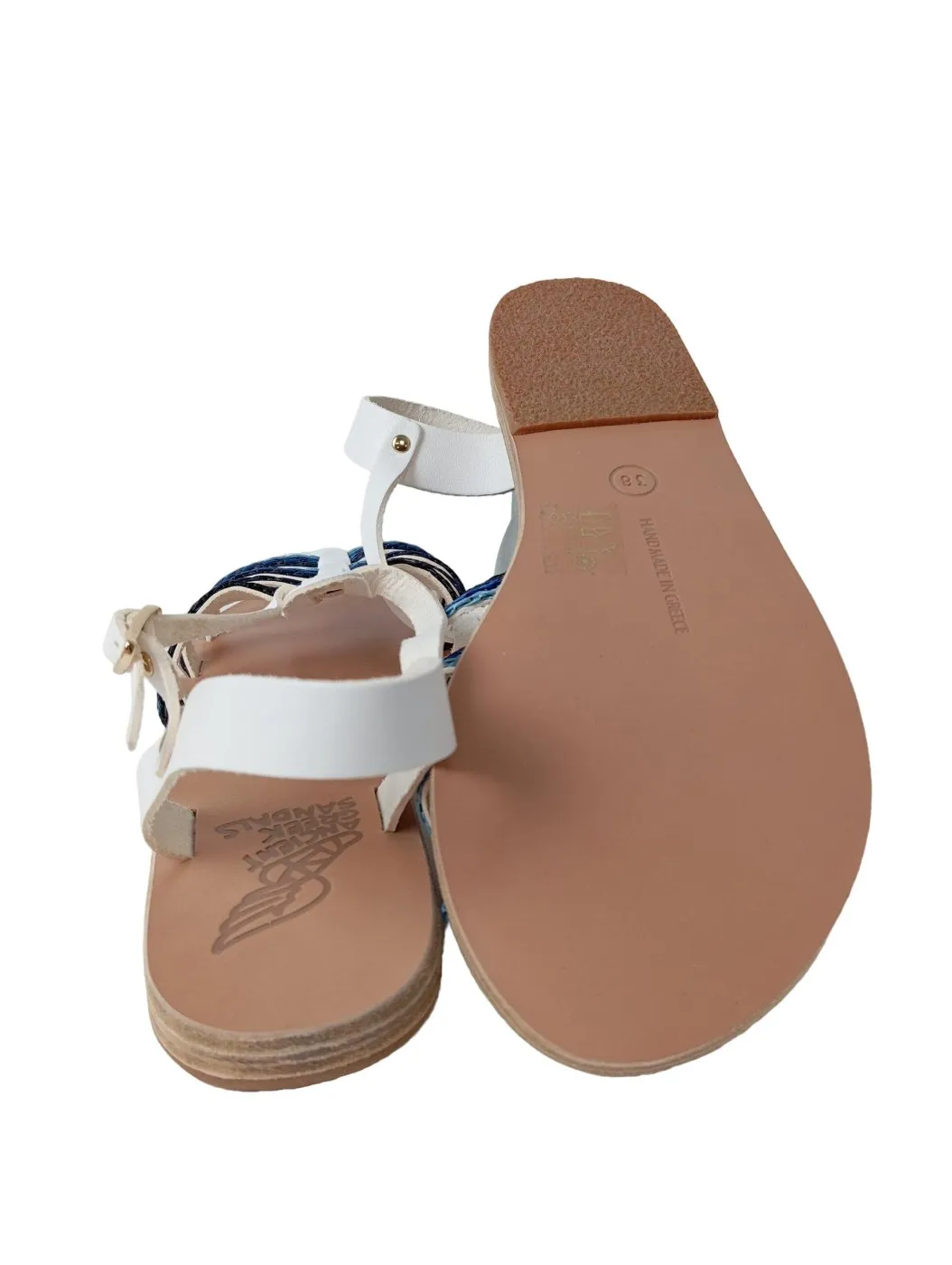 Ancient greek sandals Sandales confort blanc-bleu style décontracté