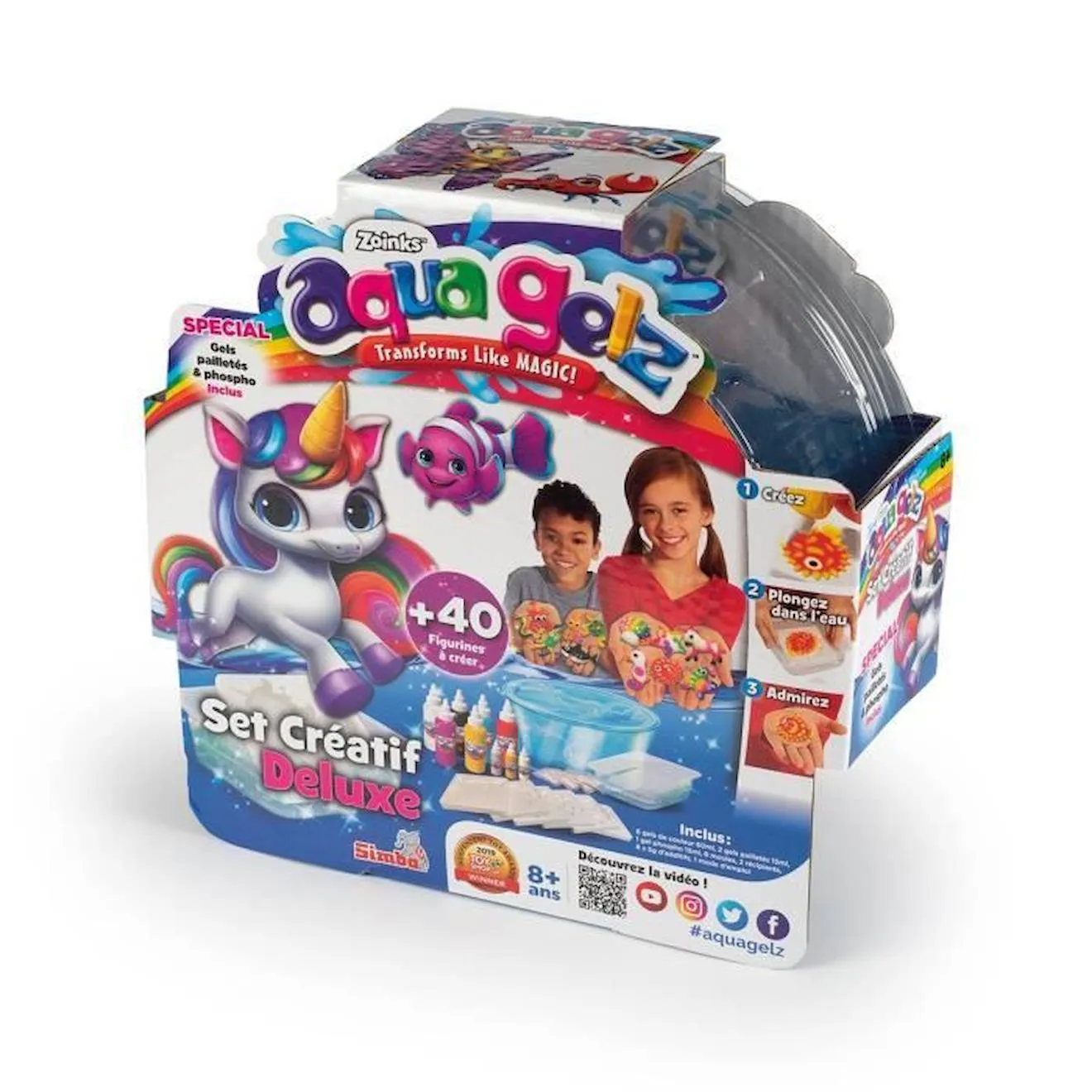 Aqua Gelz Deluxe - SMOBY - Set créatif de figurine 3D en gel - Kit facile à ranger et transporter bleu - Smoby