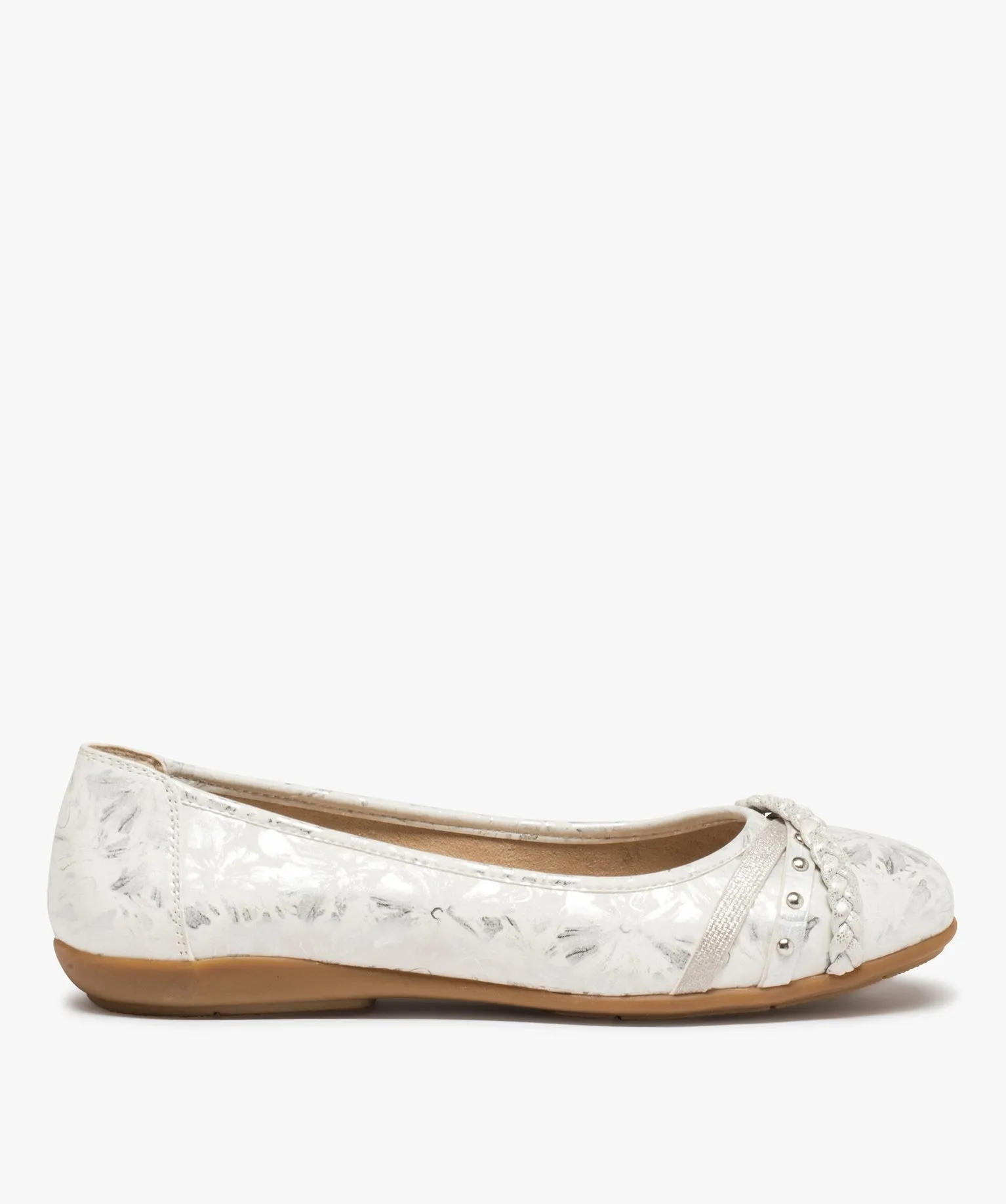 ballerines femme a talon plat et dessus fantaisie blanc ballerines