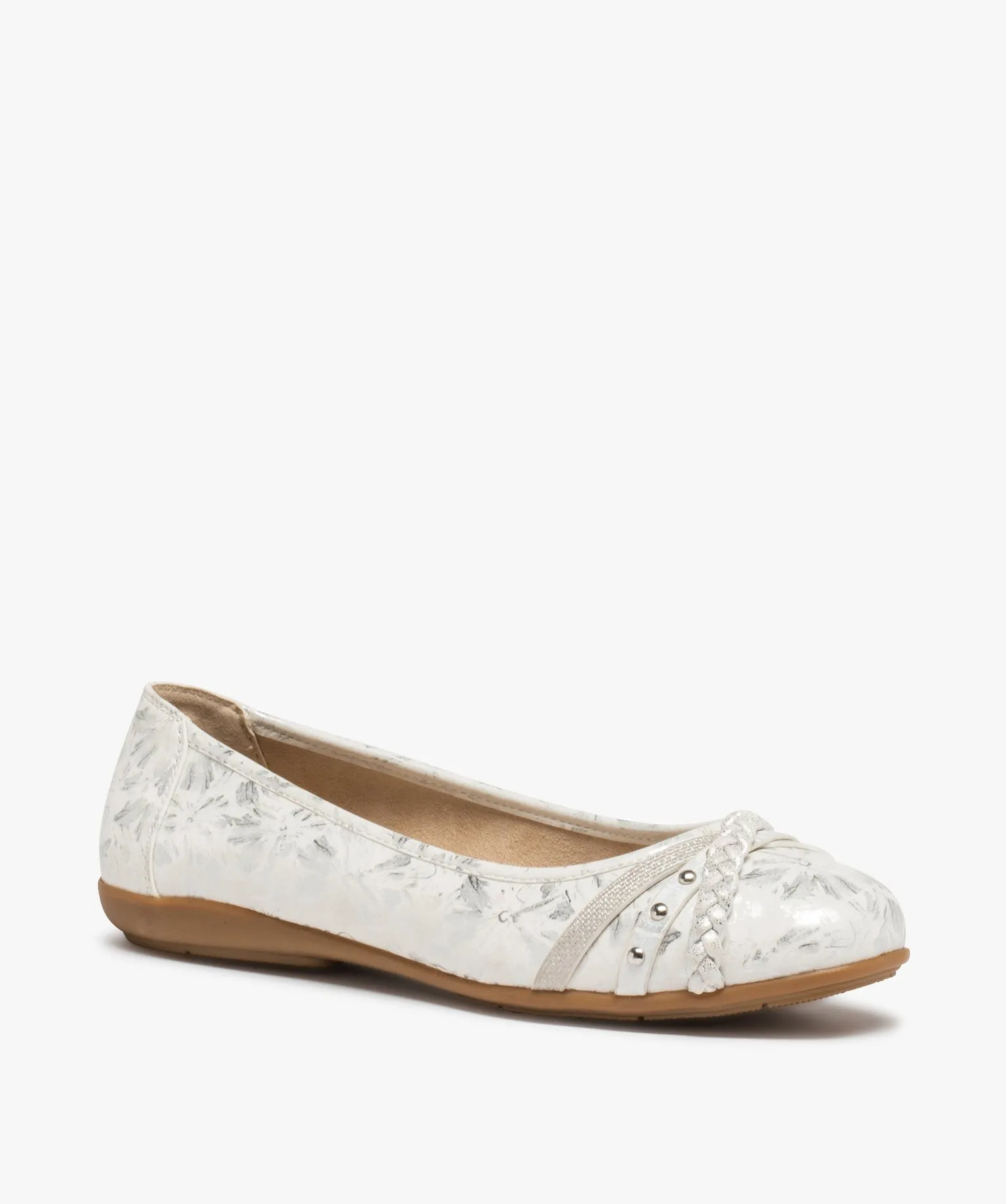 ballerines femme a talon plat et dessus fantaisie blanc ballerines