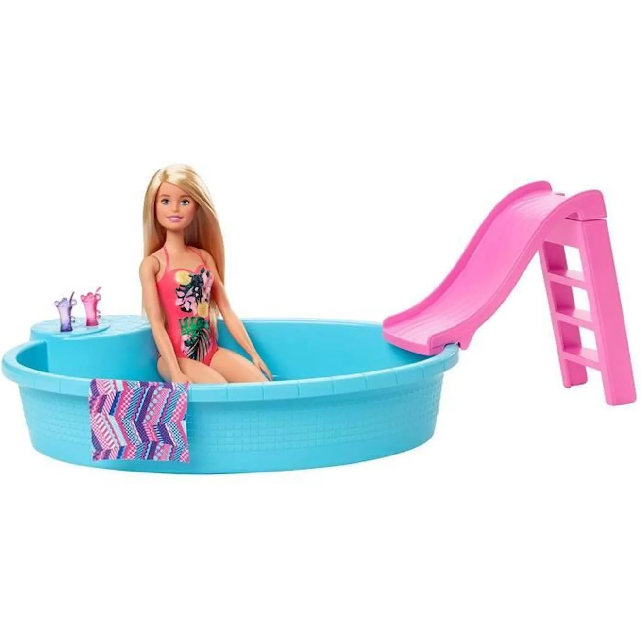 Barbie - Barbie et Sa Piscine - Coffret Poupée Mannequin - 3 ans et + GHL91 bleu - Barbie