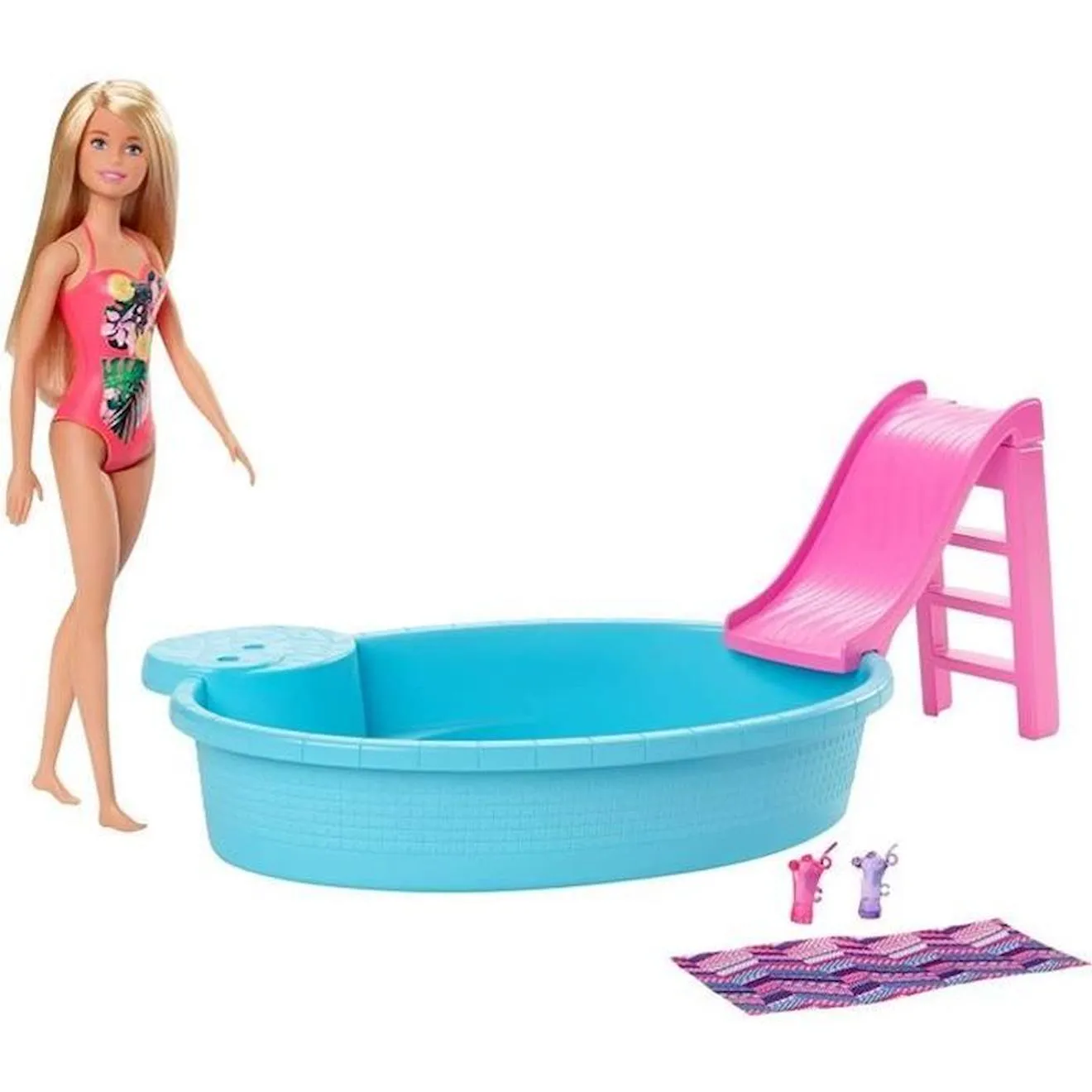 Barbie - Barbie et Sa Piscine - Coffret Poupée Mannequin - 3 ans et + GHL91 bleu - Barbie