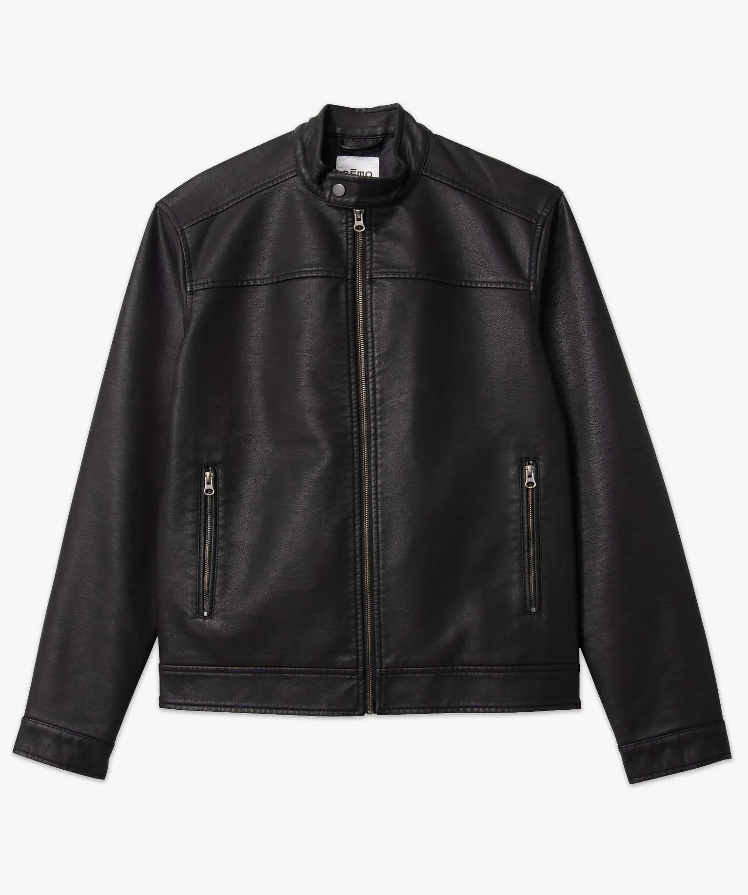 Blouson homme biker en cuir imitation noir