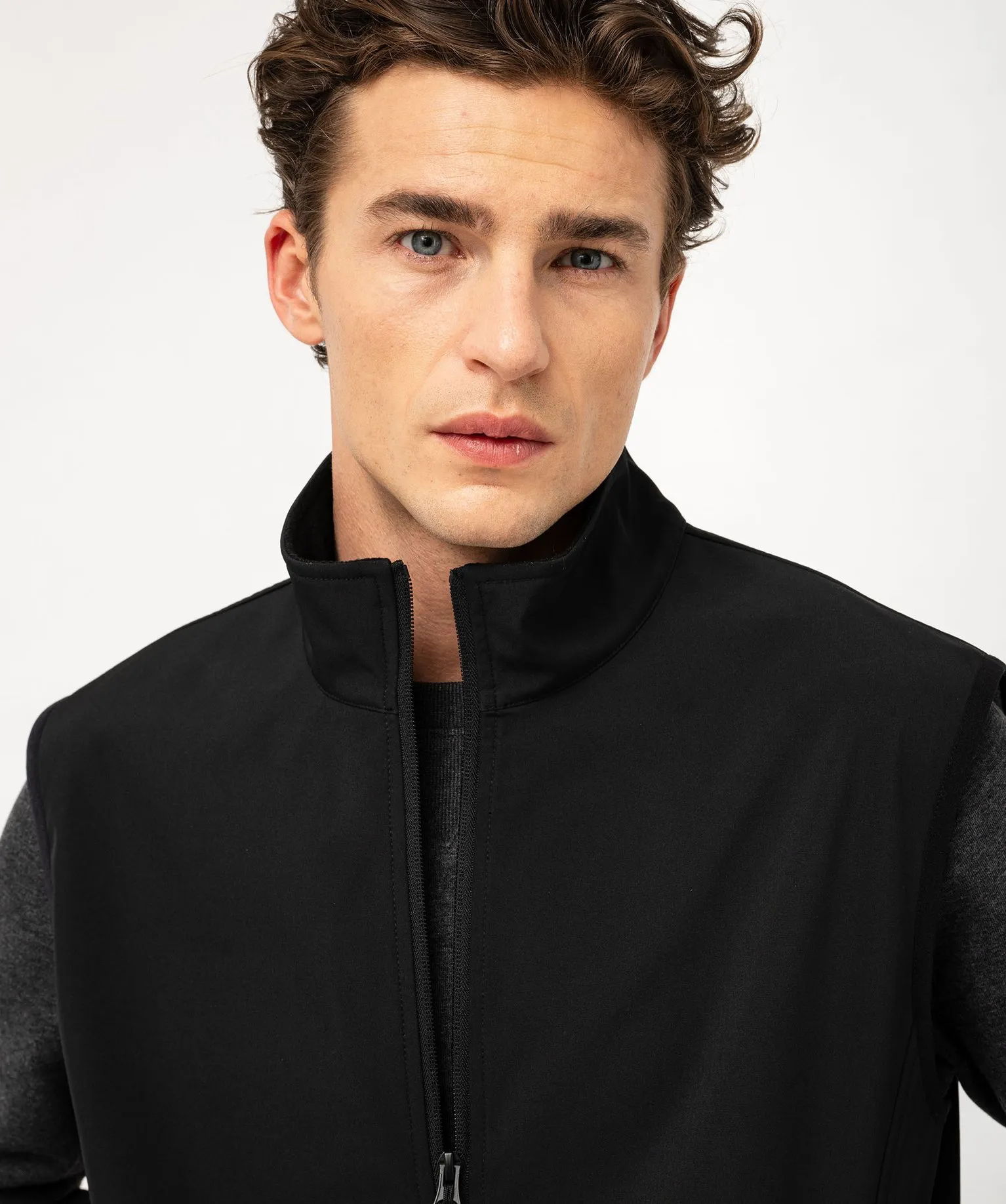 Blouson sans manches avec col montant homme noir