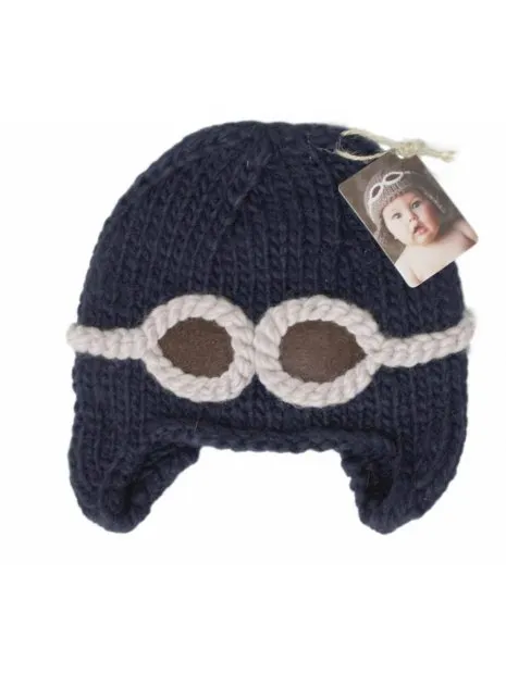 Bonnet bébé aviateur vintage avec lunettes (12/24 mois)