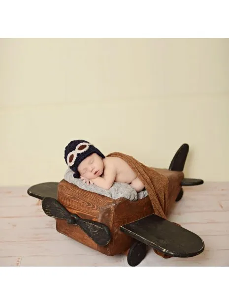 Bonnet bébé aviateur vintage avec lunettes (12/24 mois)