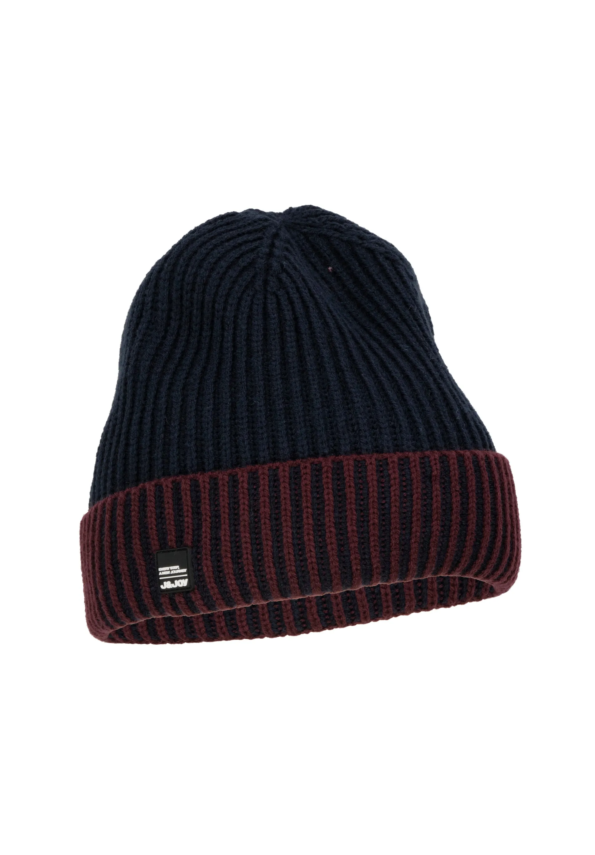 Bonnet homme bleu et bordeaux