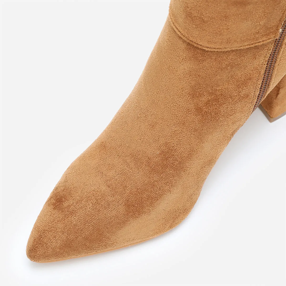 Bottines avec boucle ornée de strass- Camel