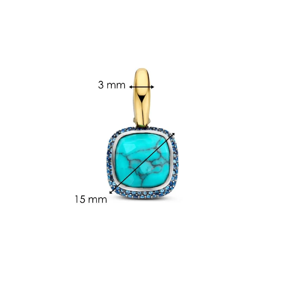 Boucles D\'Oreilles Ti Sento - 7968TQ  Argent Doré Pierre Veinée Turquoise Carré Et Oxydes De Zirconium Ble