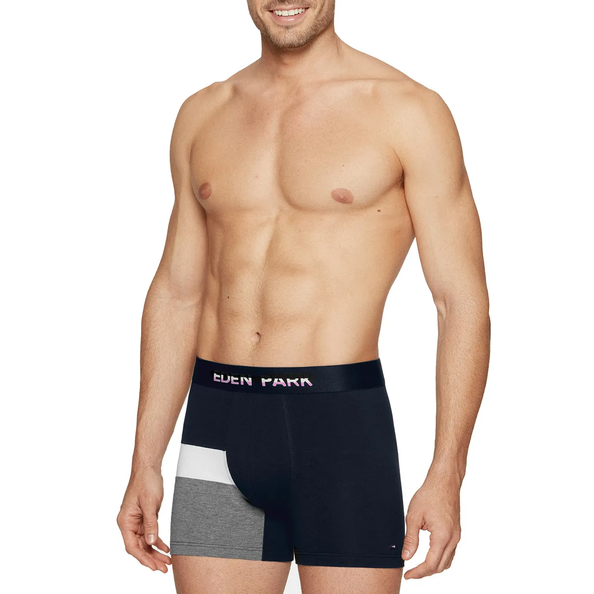 Boxer homme en coton tricolore asymétrique signé Eden Park