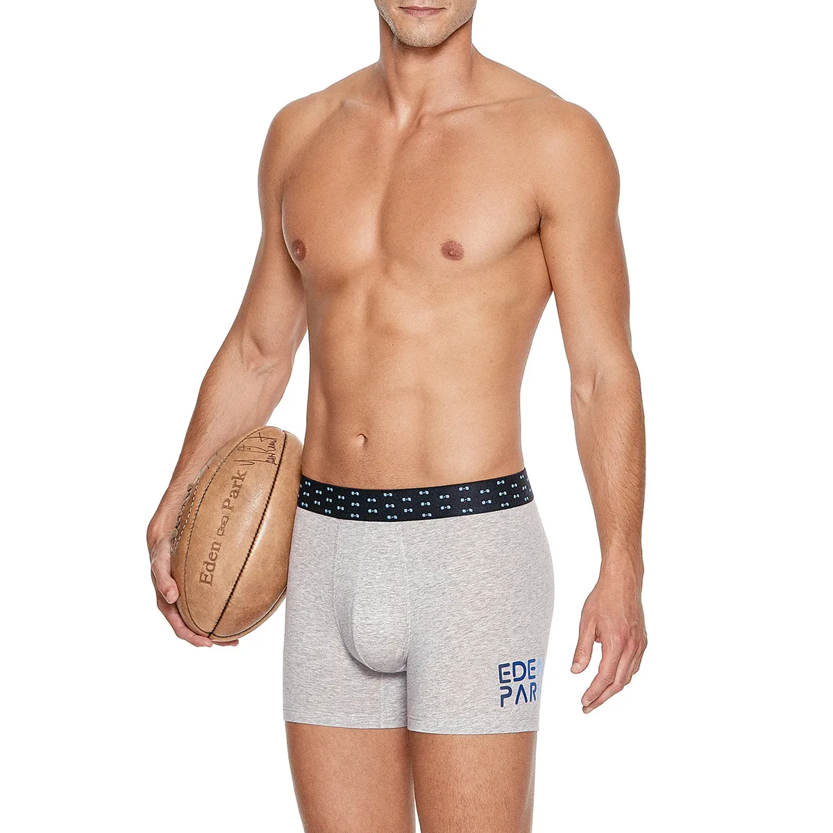 Boxer homme gris chiné avec imprimé Eden Park