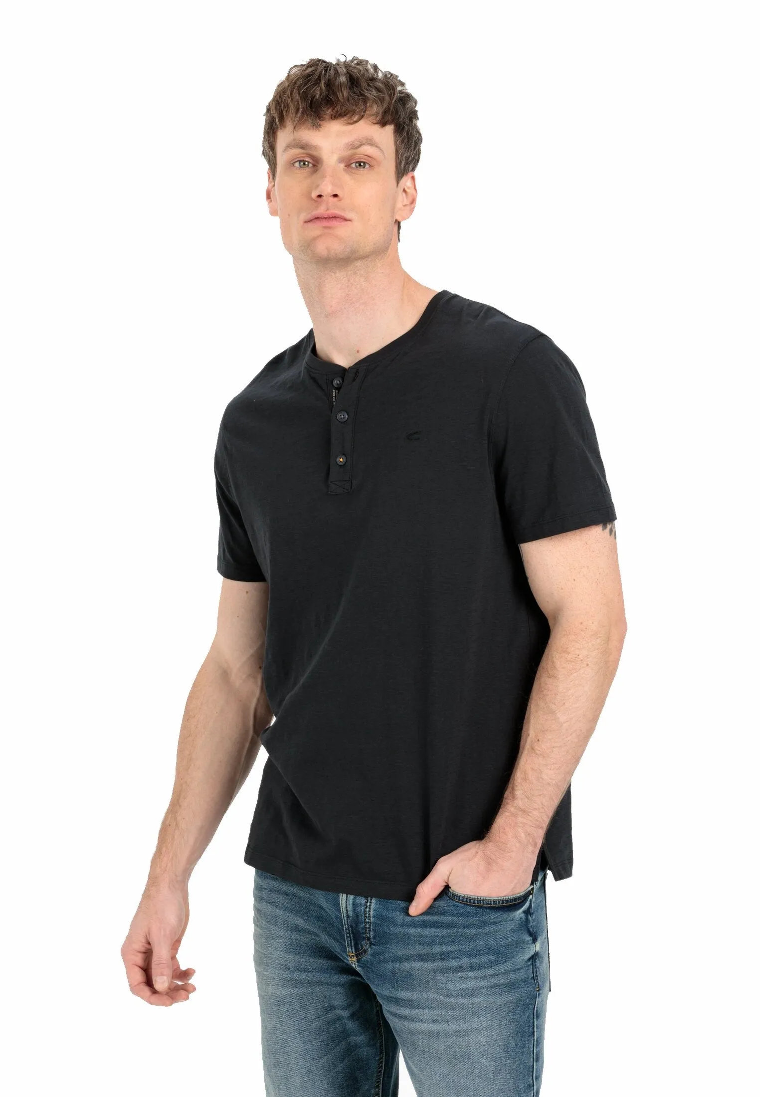 CAMEL ACTIVE TEE SHIRT BOUTON Noir