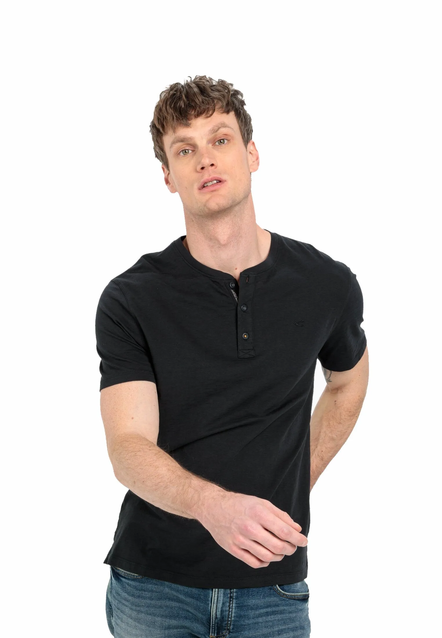 CAMEL ACTIVE TEE SHIRT BOUTON Noir