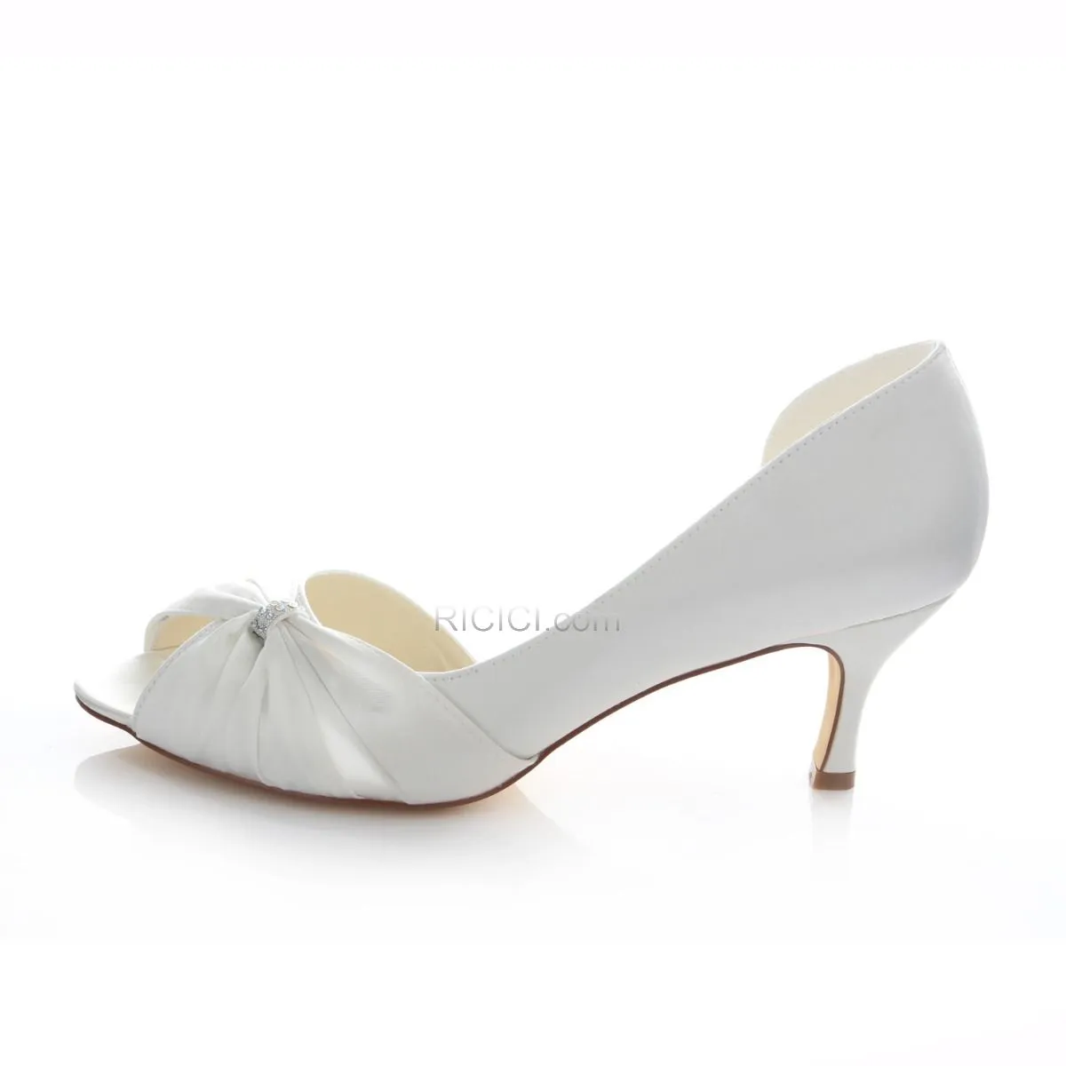 Chaussure Mariée Demoiselle D'honneur Peep Toe Sandales Femme Talons 6 cm Blanche Satin Printemps D'été Aiguilles Stra