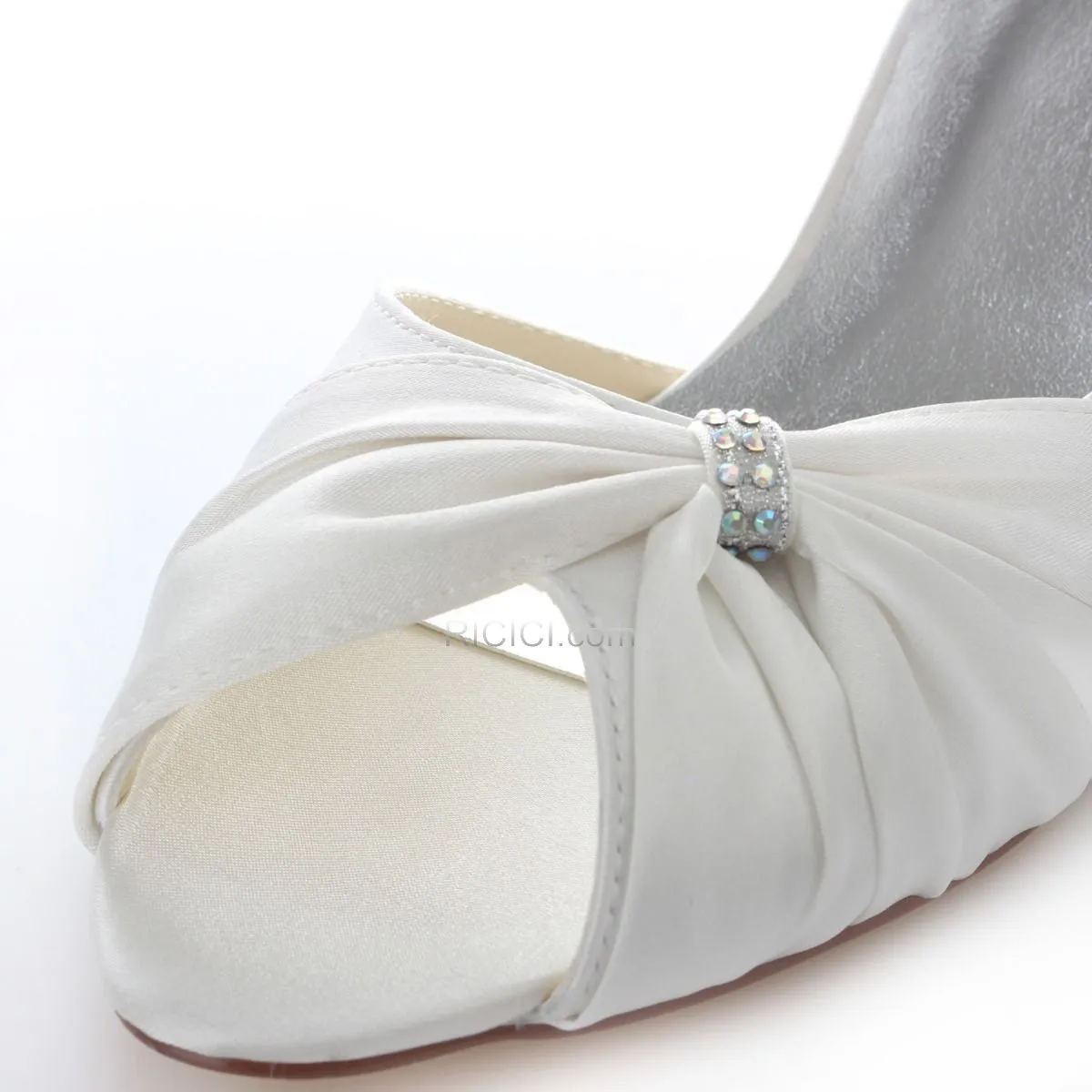 Chaussure Mariée Demoiselle D'honneur Peep Toe Sandales Femme Talons 6 cm Blanche Satin Printemps D'été Aiguilles Stra