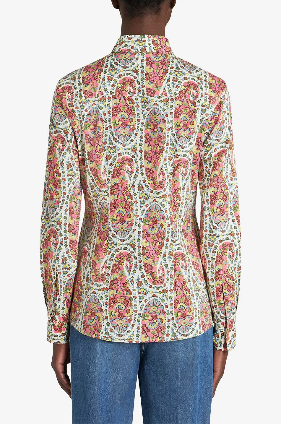 Chemise cintrée en popeline imprimée Paisley Flowers