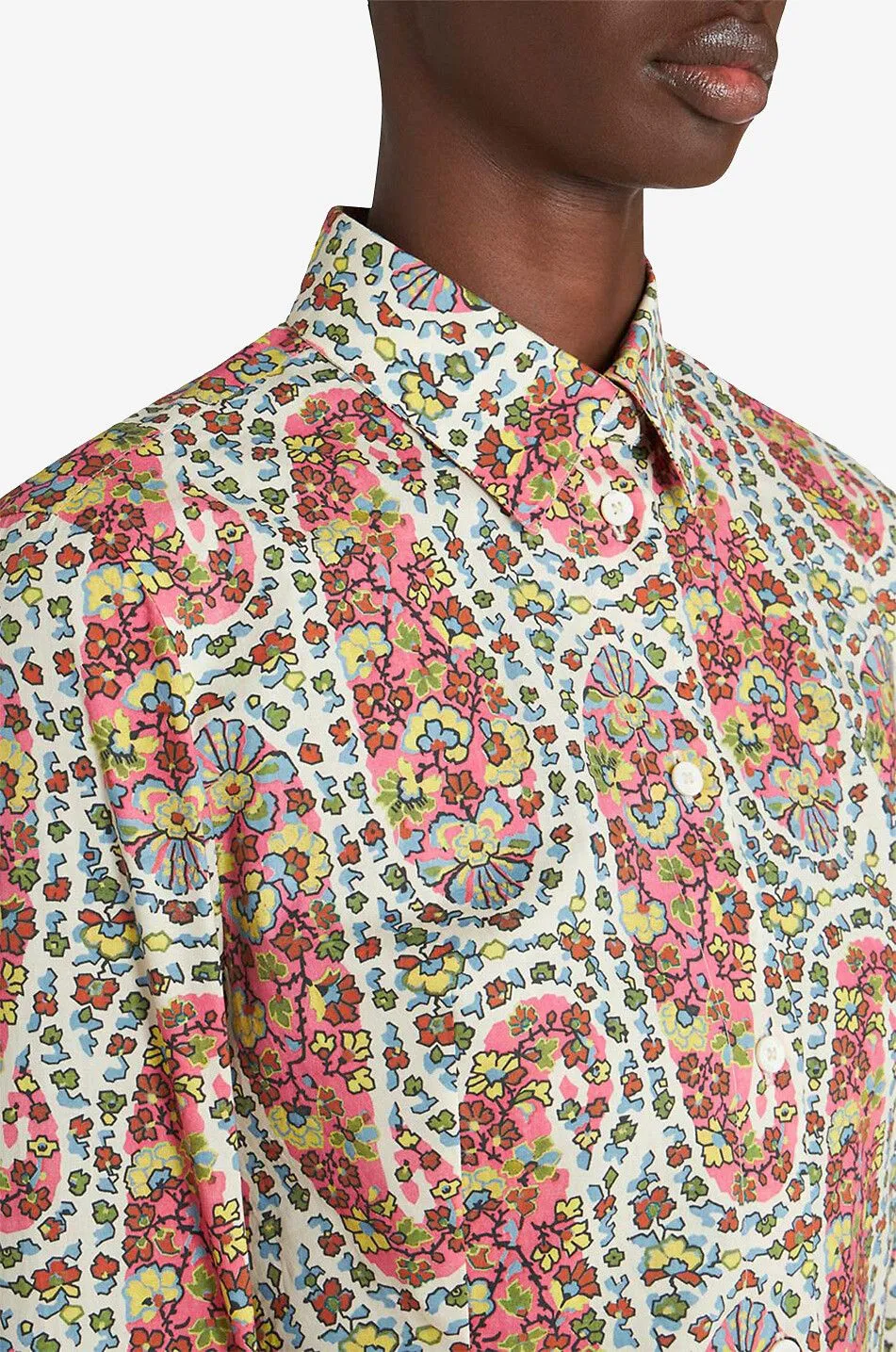 Chemise cintrée en popeline imprimée Paisley Flowers