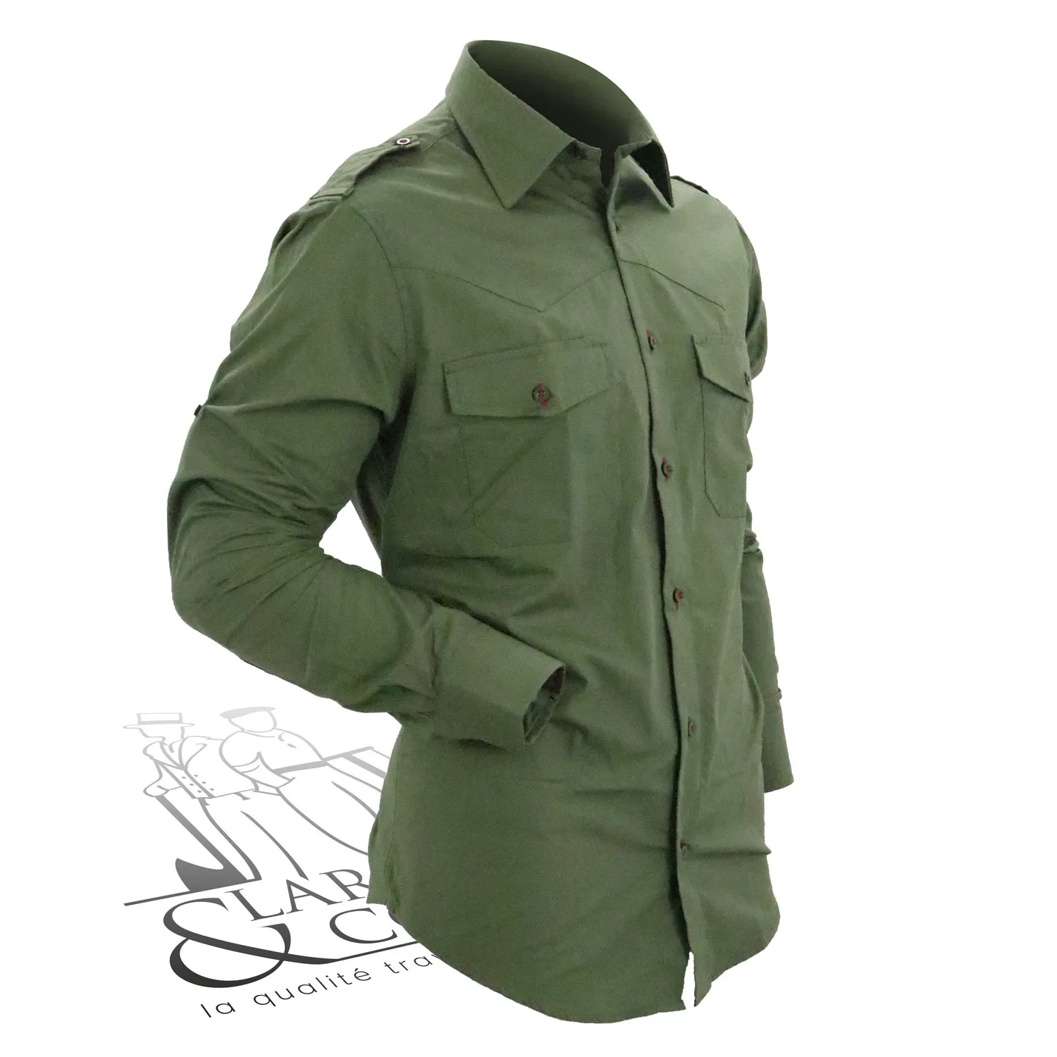 Chemise en coton style militaire - Largeot & Coltin