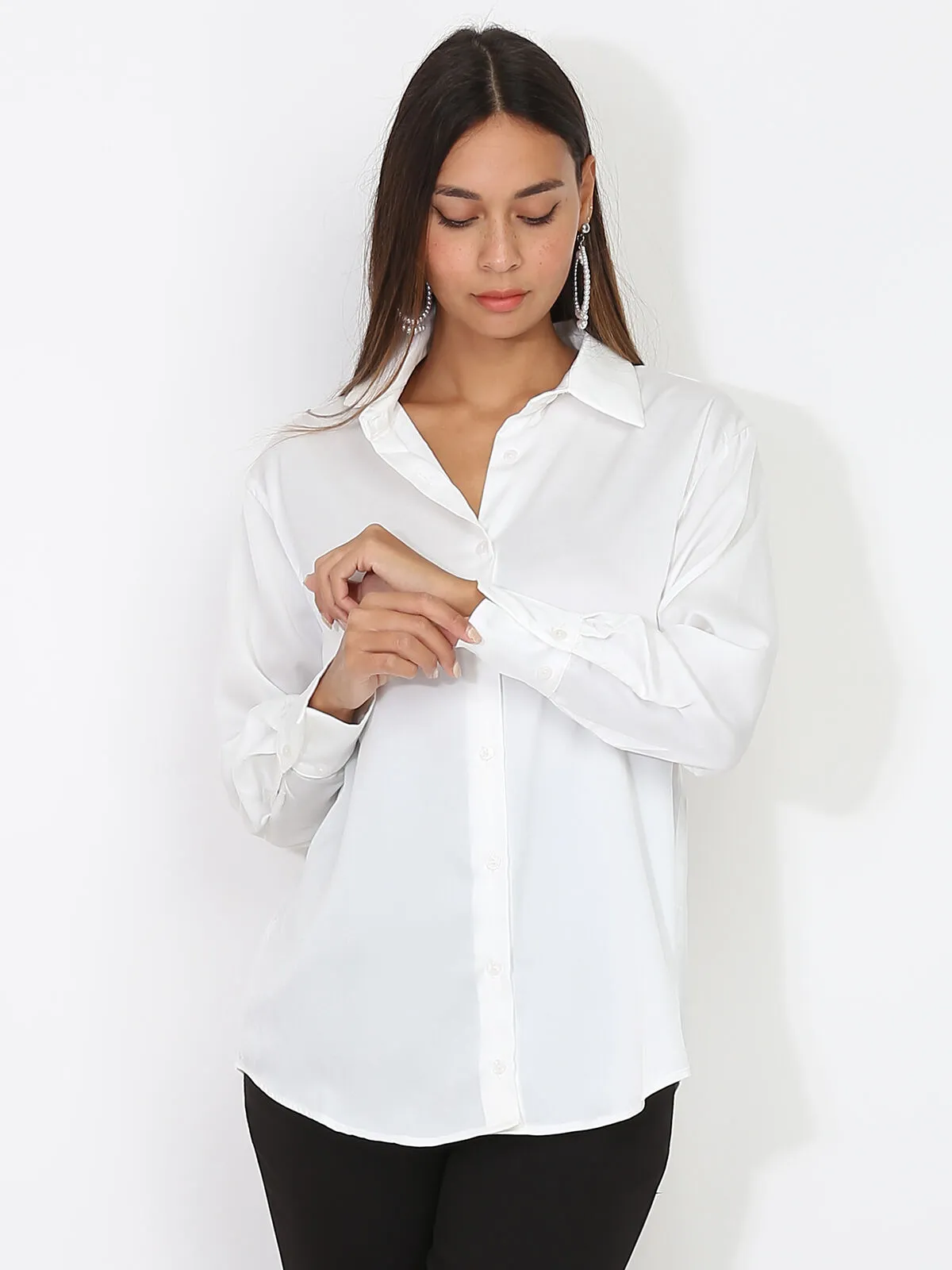 Chemise fluide et légère classique- Blanc