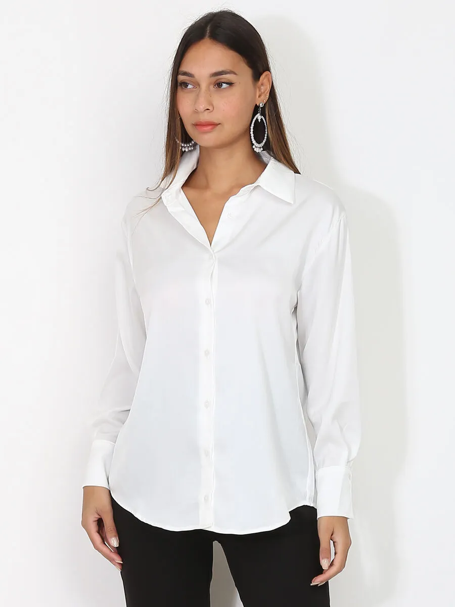 Chemise fluide et légère classique- Blanc