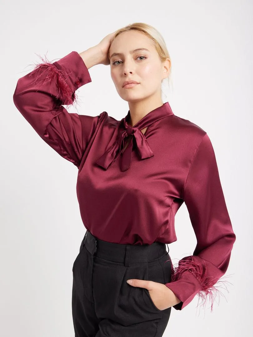 Chemise lavallière en satin