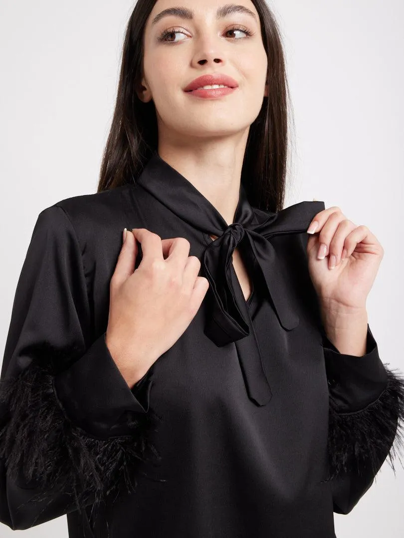 Chemise lavallière en satin