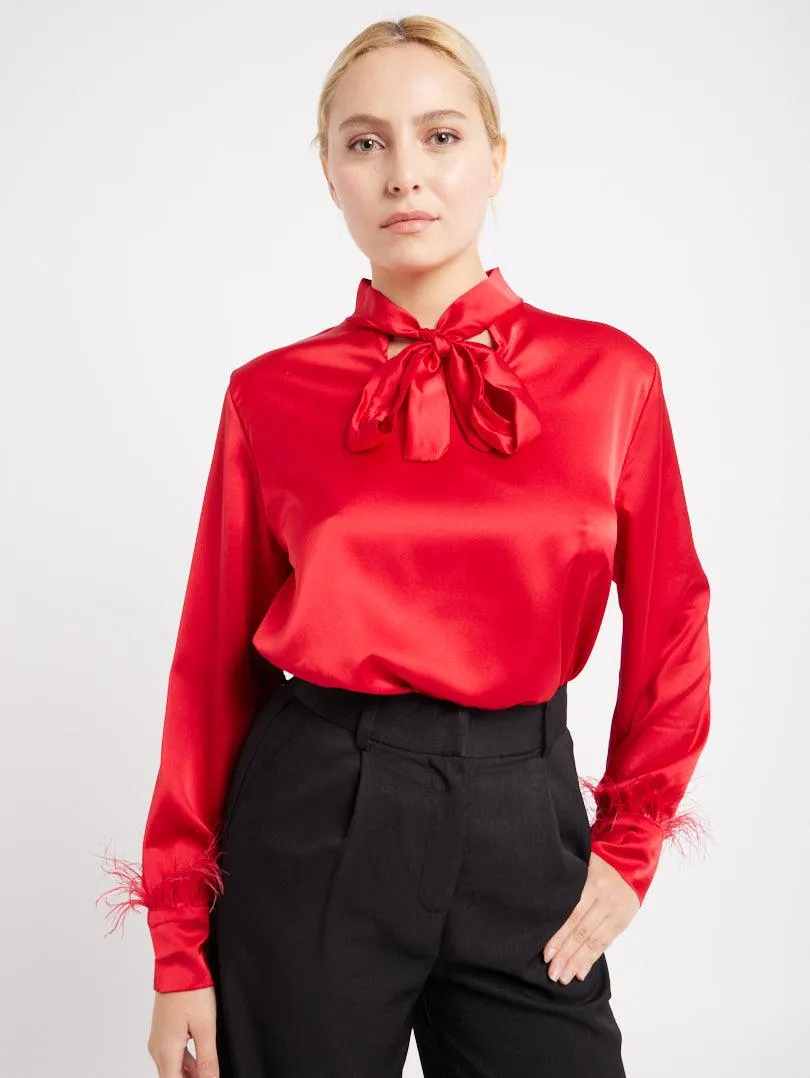 Chemise lavallière en satin