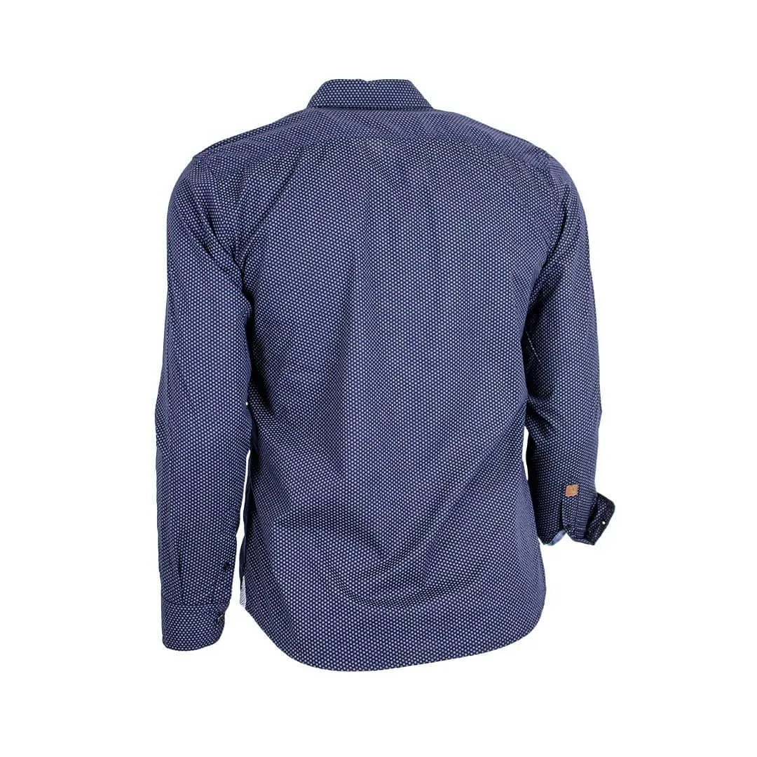 Chemise ml bleu marine imprimé géométrique