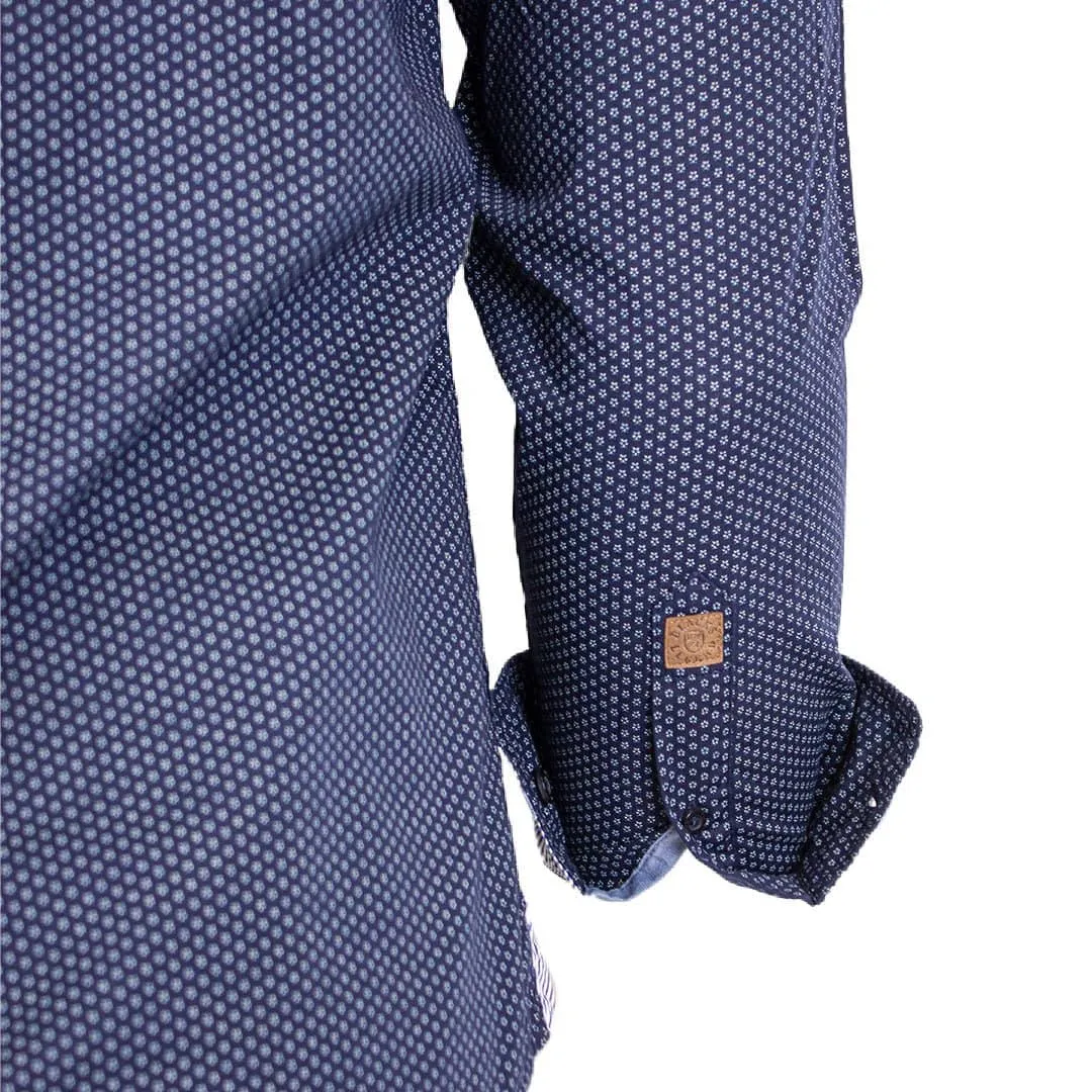 Chemise ml bleu marine imprimé géométrique