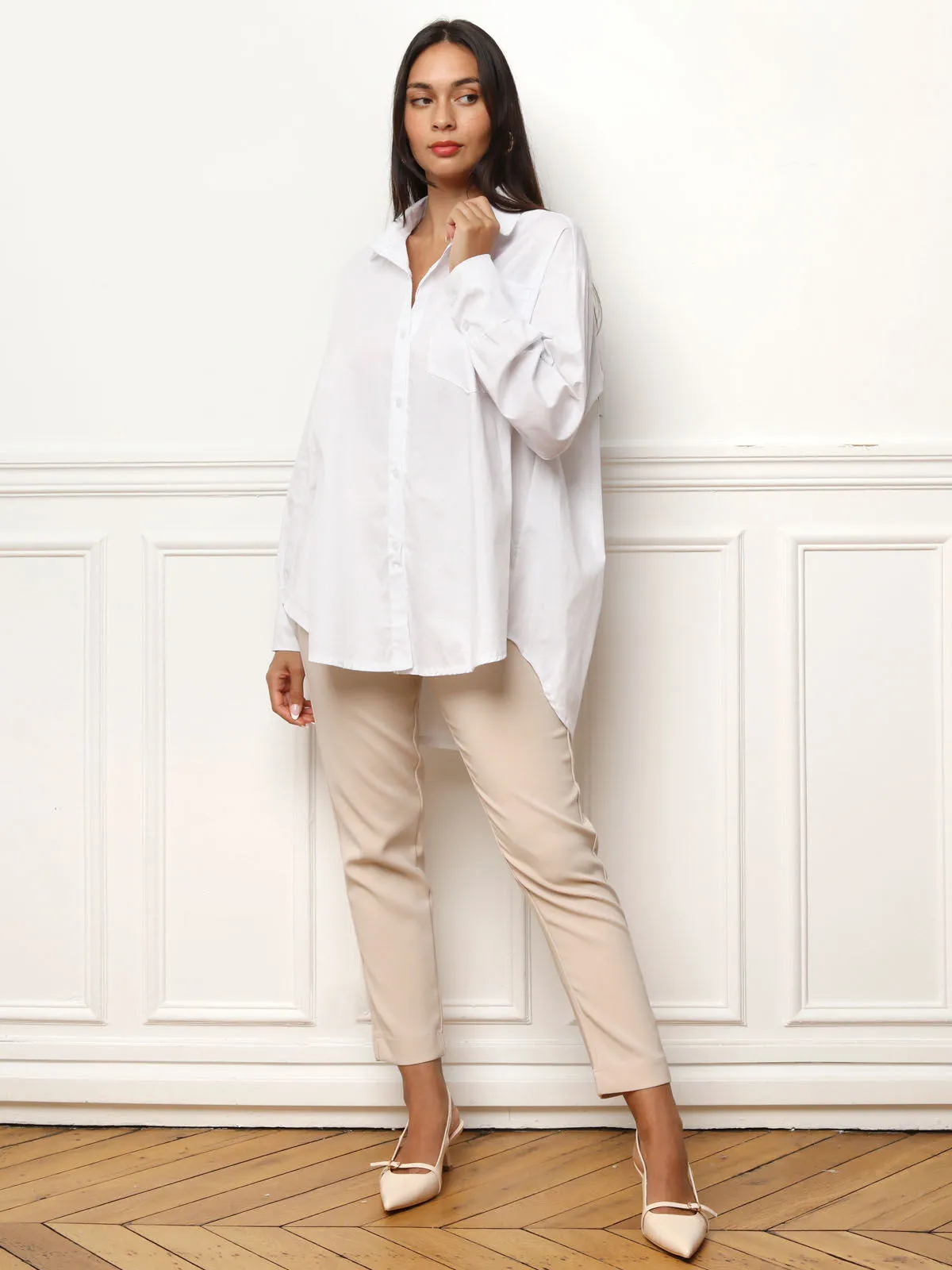 Chemise oversize avec grande poche- blanc_blanc