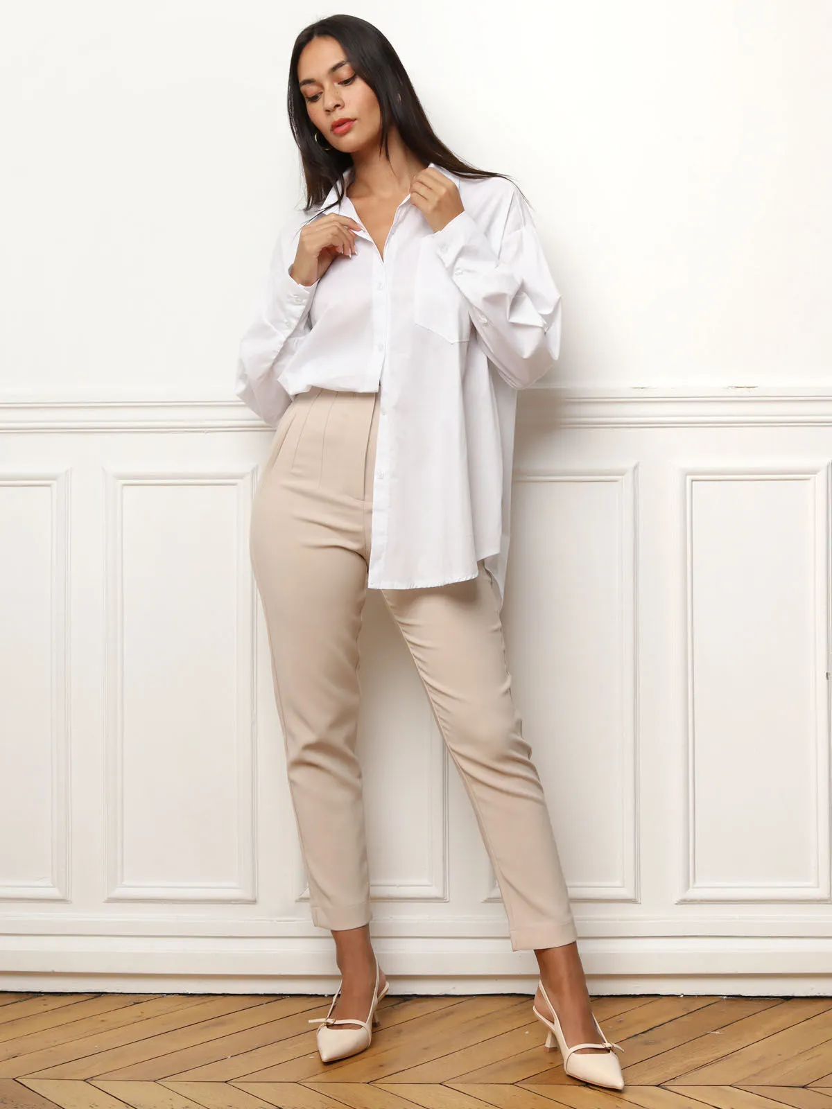 Chemise oversize avec grande poche- blanc_blanc