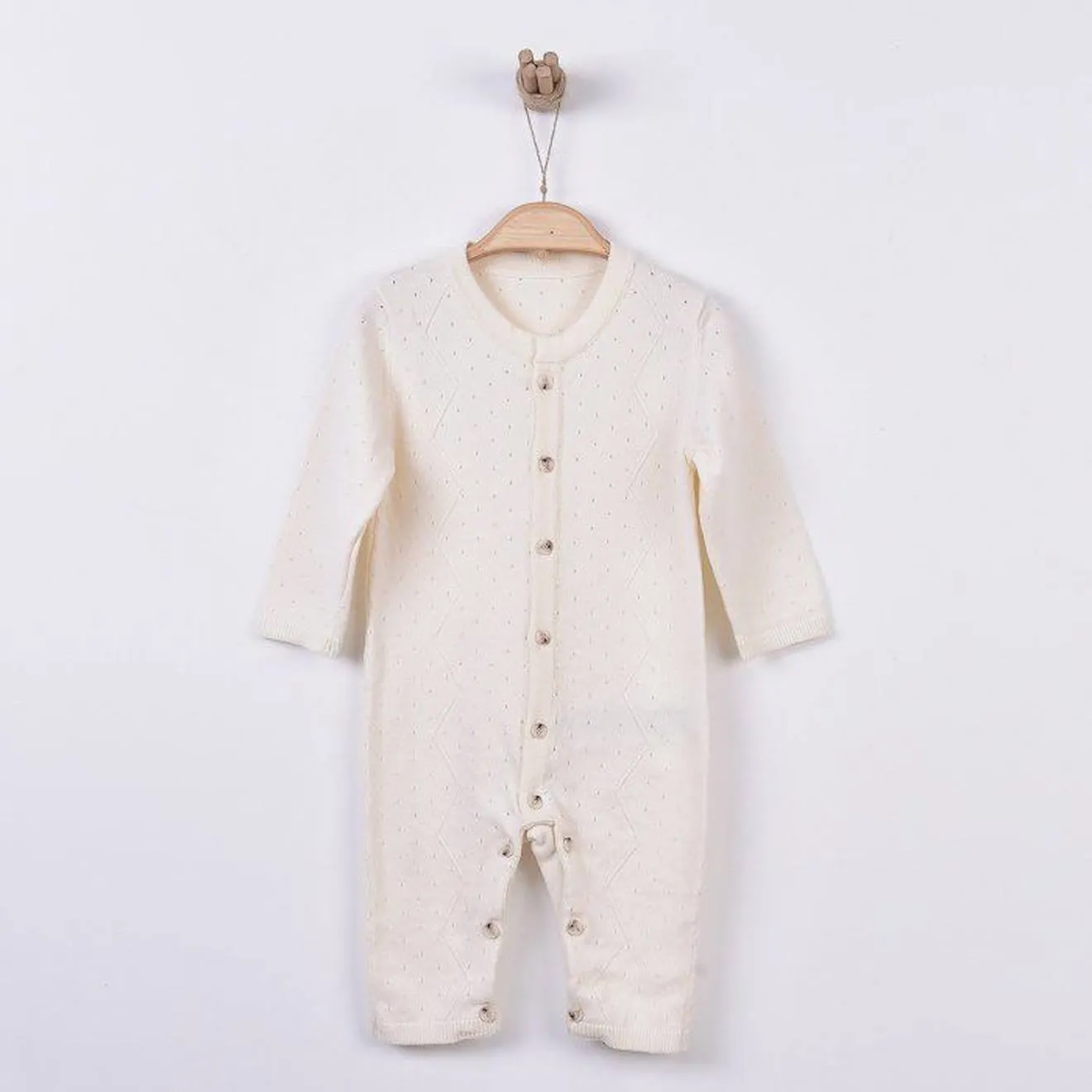 Combinaison bébé en tricot de coton bio beige - Sevira Kids