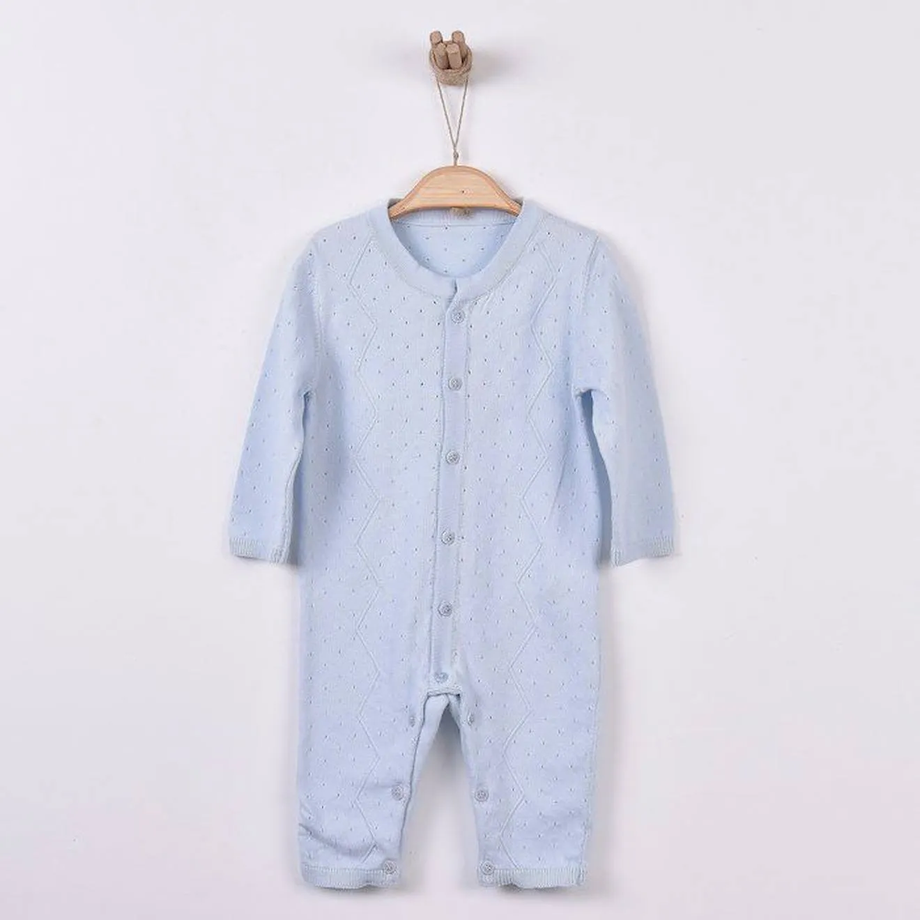 Combinaison bébé en tricot de coton bio bleu - Sevira Kids