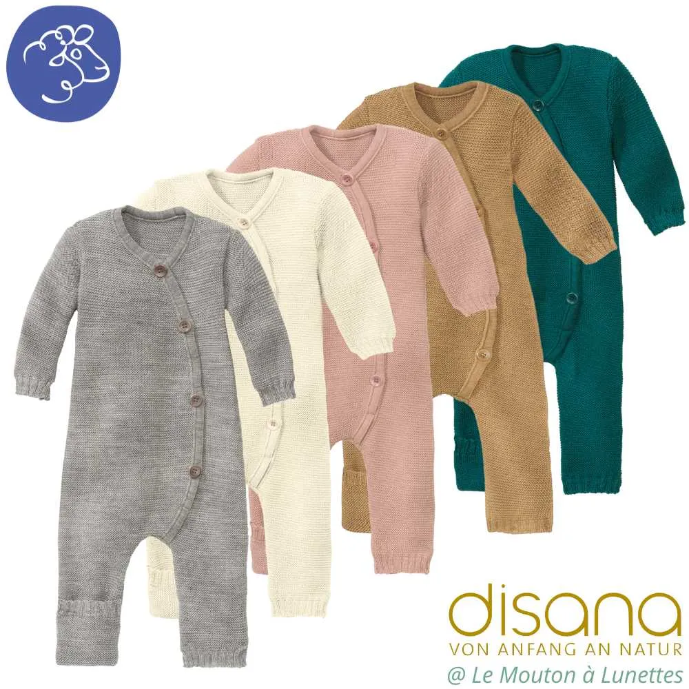 Combinaison bébé en tricot de laine mérinos bio Disana