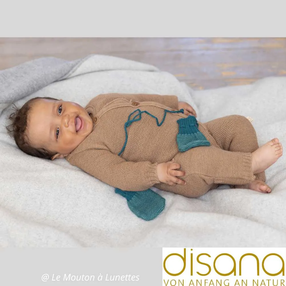 Combinaison bébé en tricot de laine mérinos bio Disana