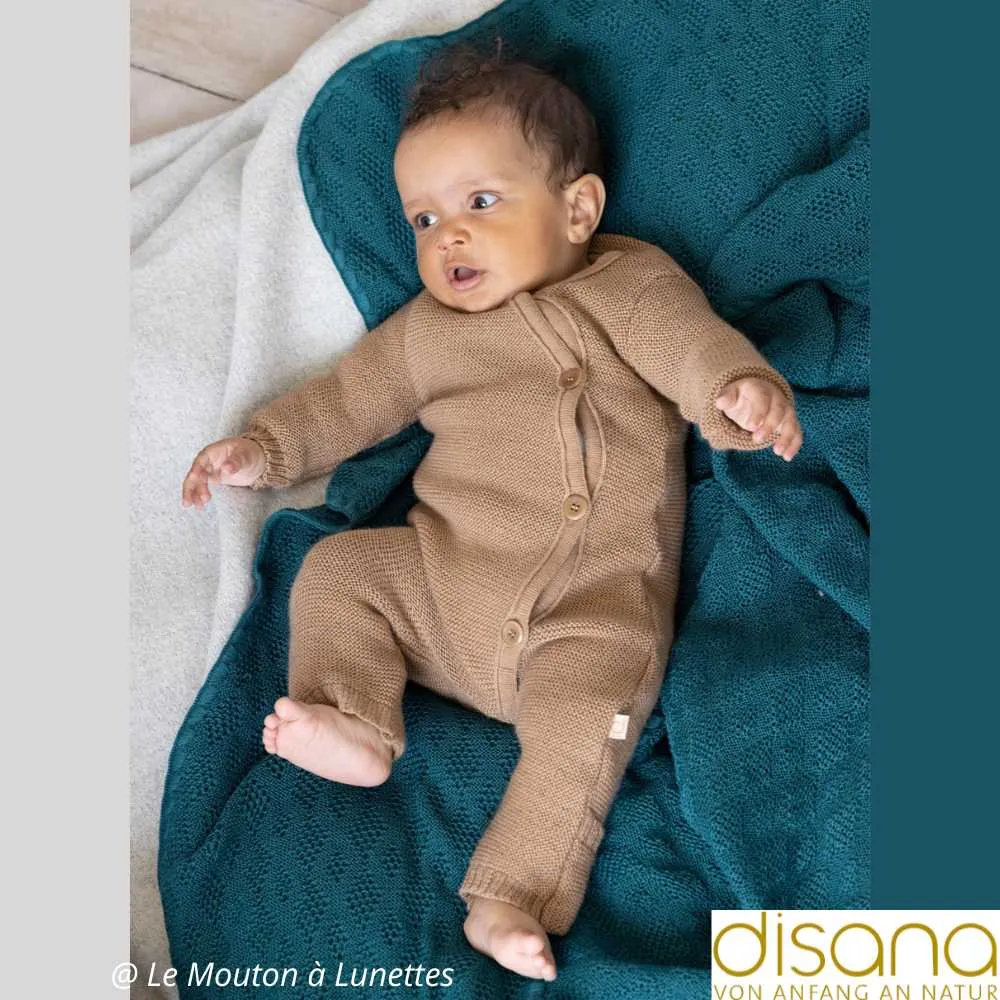 Combinaison bébé en tricot de laine mérinos bio Disana