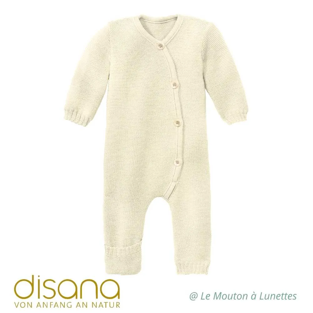 Combinaison bébé en tricot de laine mérinos bio Disana