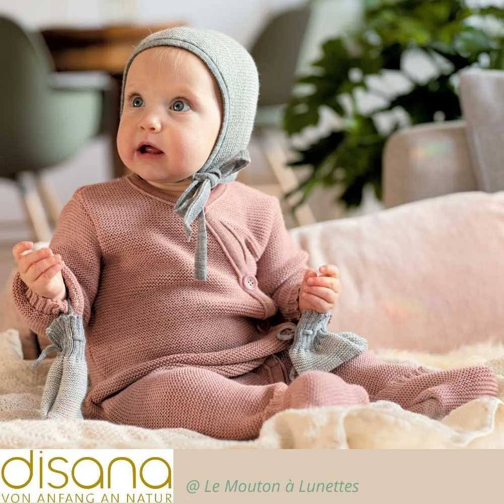 Combinaison bébé en tricot de laine mérinos bio Disana