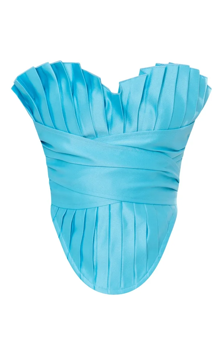 Corset plissé drapé devant turquoise