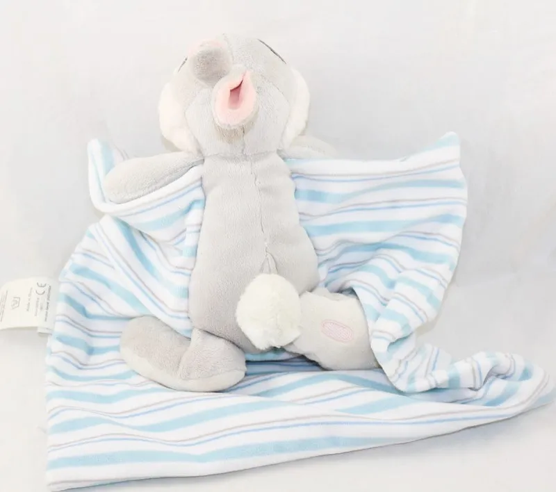 Doudou lapin Pan Pan DISNEY STORE layette bleu blanc rayé couvertur...