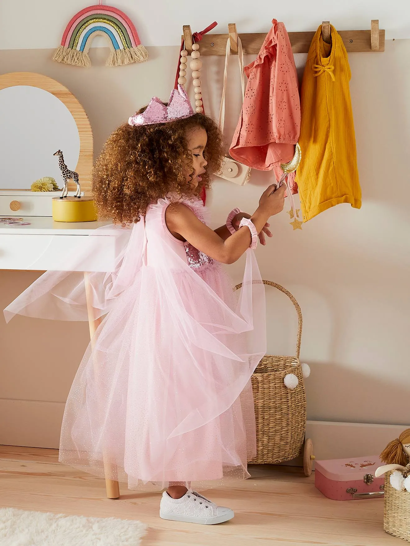 Déguisement de princesse avec voile et couronne rose - Vertbaudet