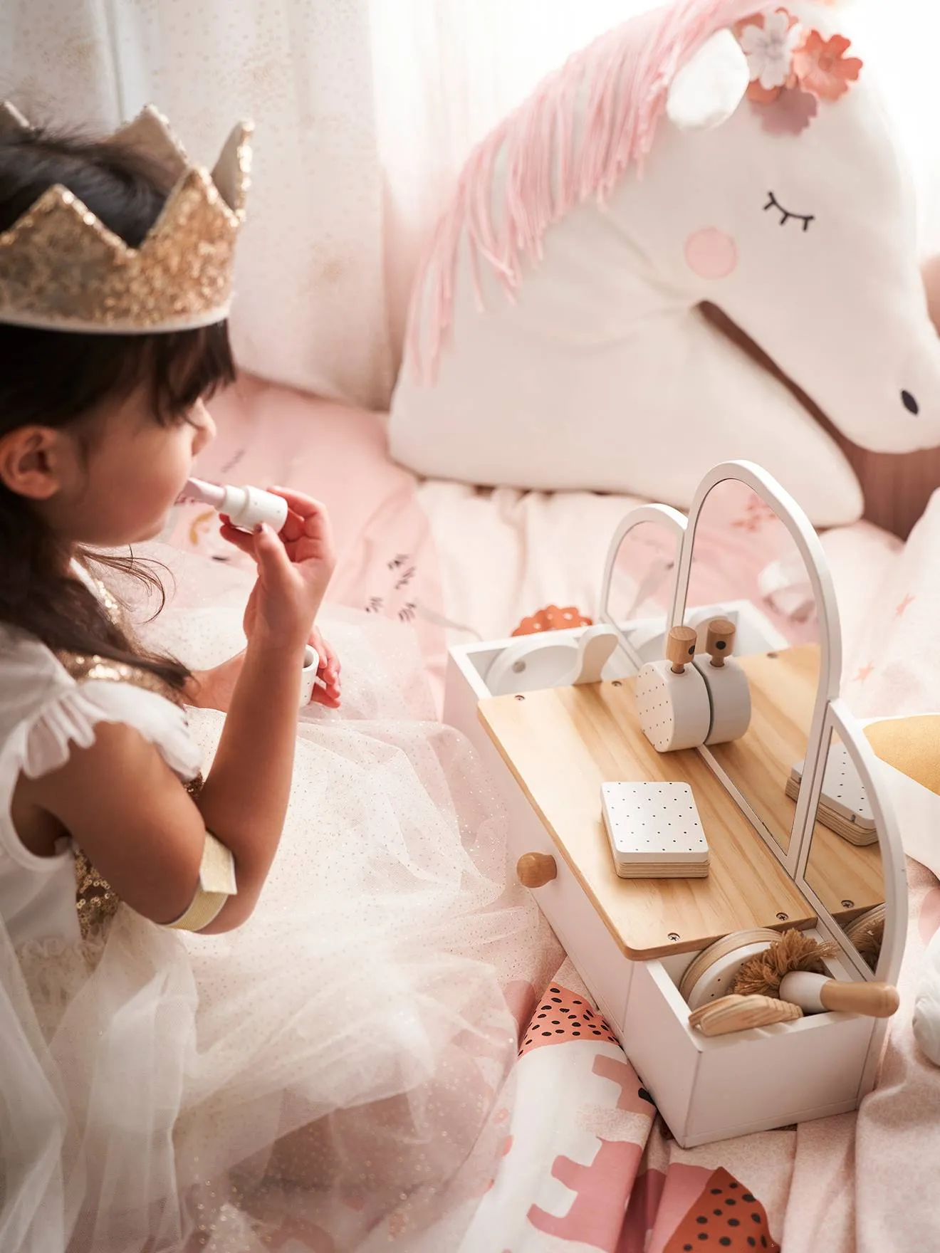 Déguisement de princesse avec voile et couronne rose - Vertbaudet