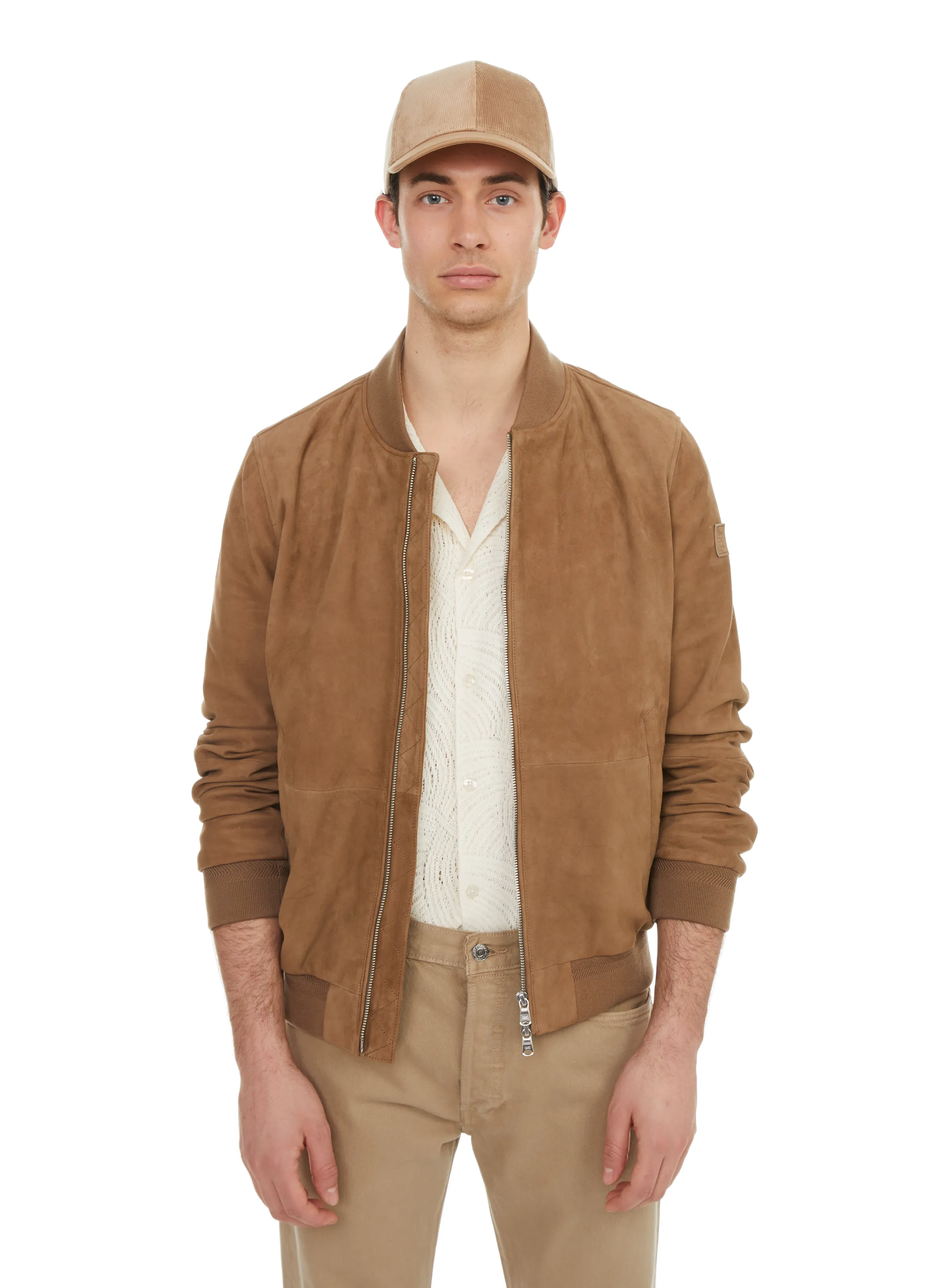 EDEN PARK  Bomber en cuir - Beige