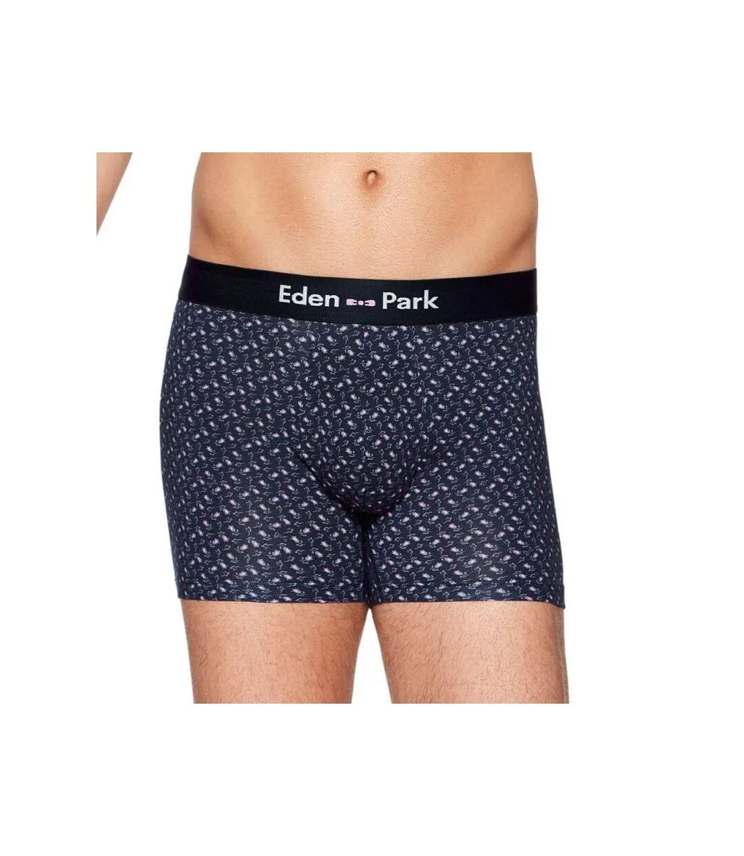 EDEN PARK Boxer Homme Coton FLEURS Marine Rose