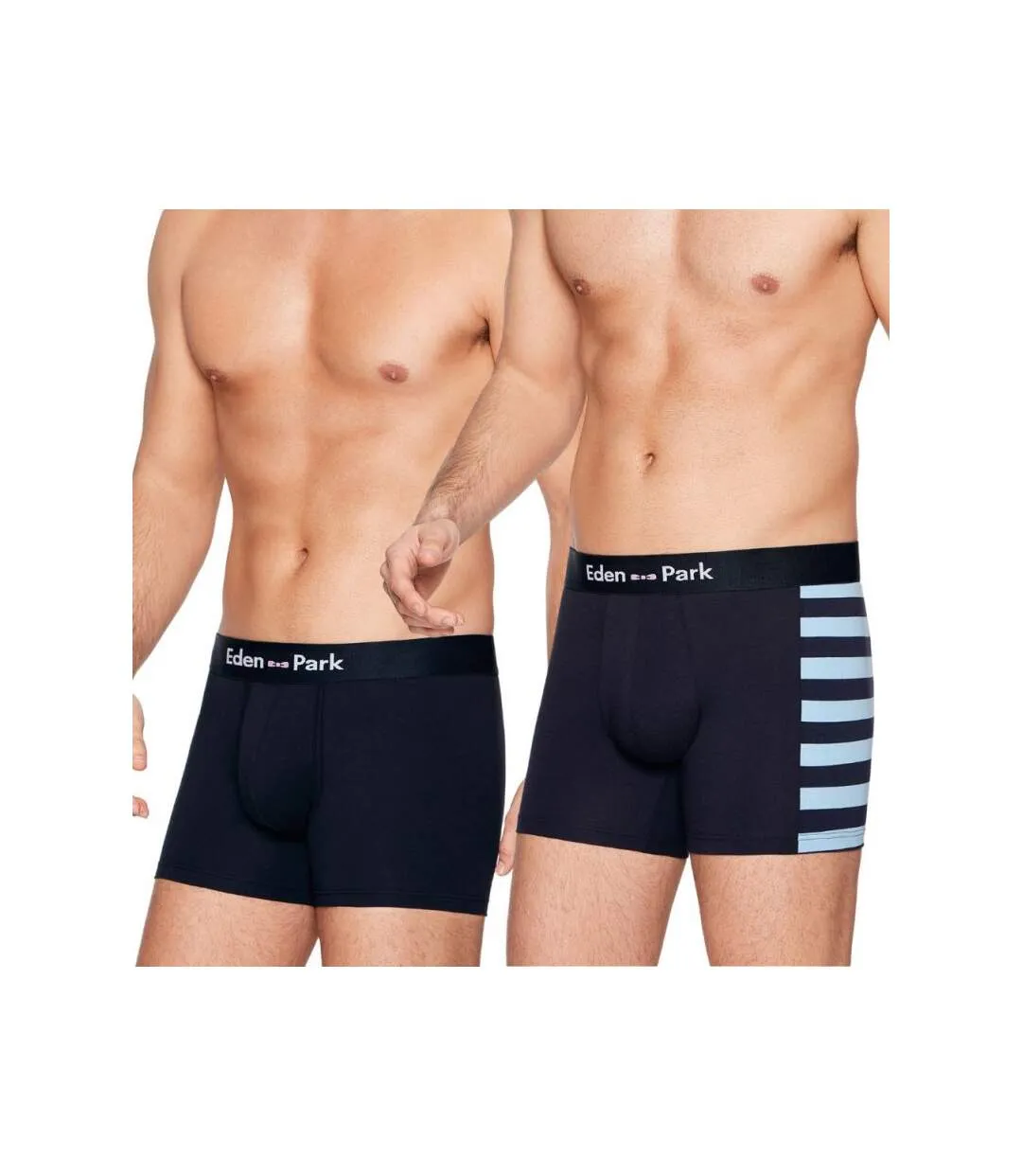 EDEN PARK Lot de 2 Boxers Homme Coton DUOSTRIPE Luca Marine