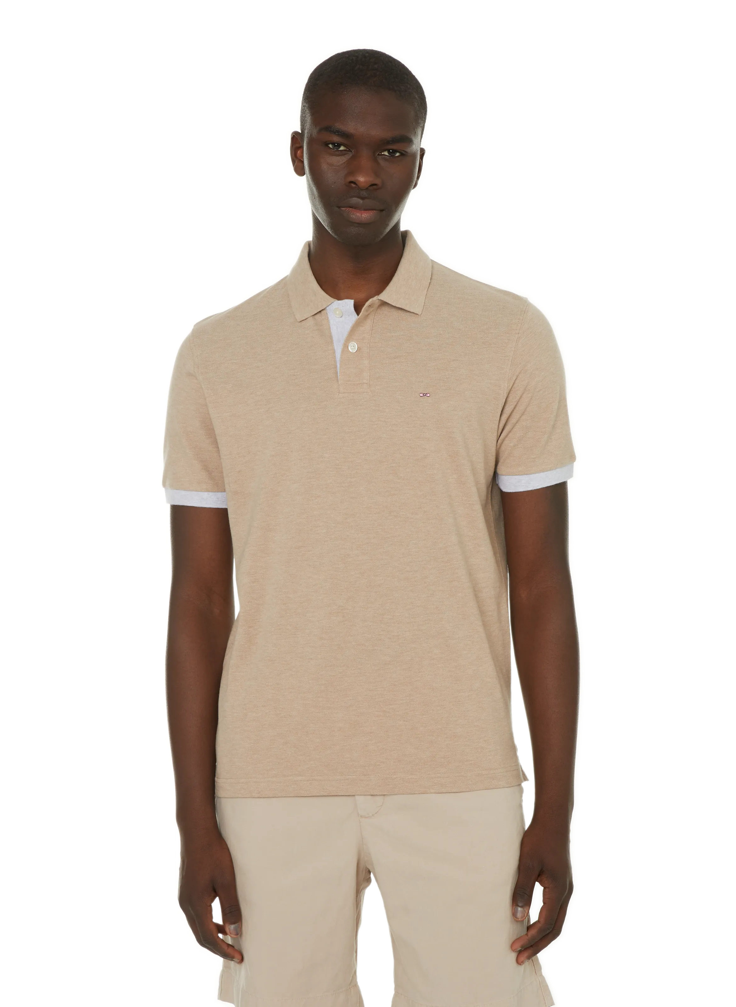 EDEN PARK  Polo bicolore en coton - Beige